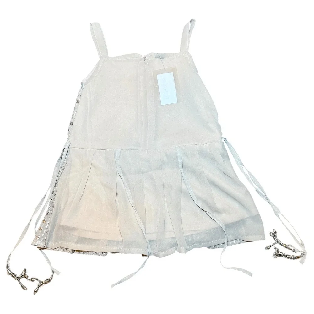 Cloth Adda Kids Girls Sequin Embroidery Party Dress Beige Size 30 NEW